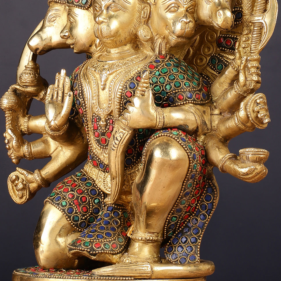 Brass Panchmukhi Hanuman Statue 11 inch