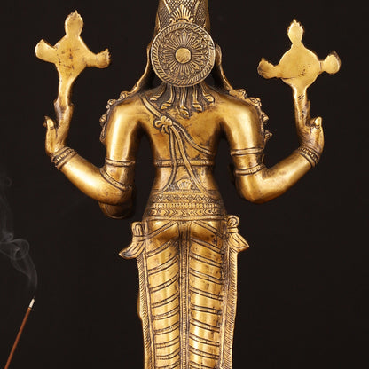 Vintage Brass Dhanvantari Sculpture - 20" Height