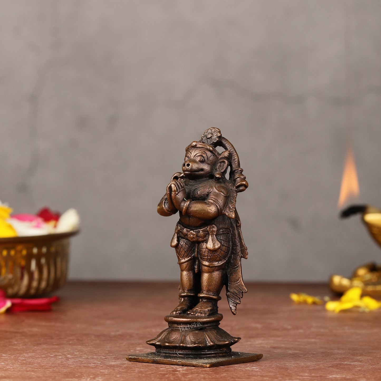 Pure Copper anjaneya Standing Hanuman Idol - 3-inch