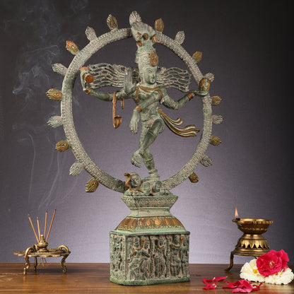 Brass Nataraja statue antique Patina - 23 inch