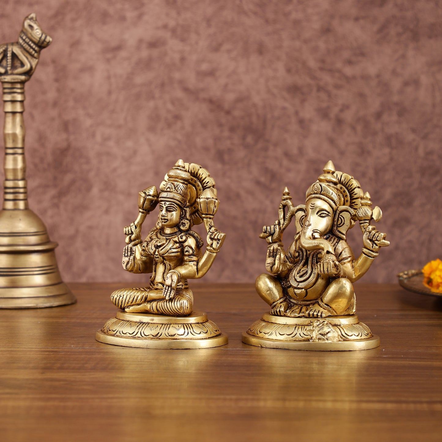 Brass Superfine Ganesh Lakshmi Idols Set | 5-inch