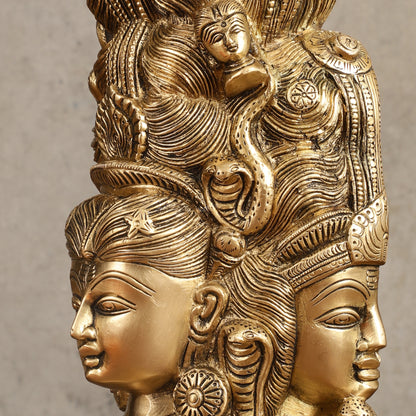 Pure Brass Lord Shiva Head with Parvati Mukhalingam - 8 in Height