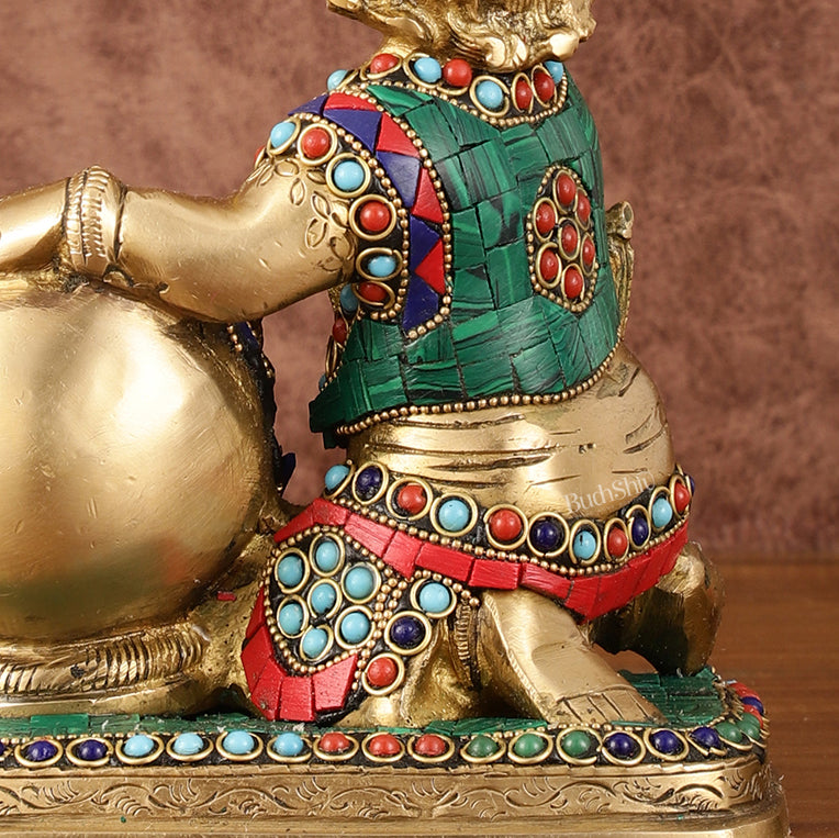 Brass Statue of Lord Krishna as Bal Gopal - 7" Tall