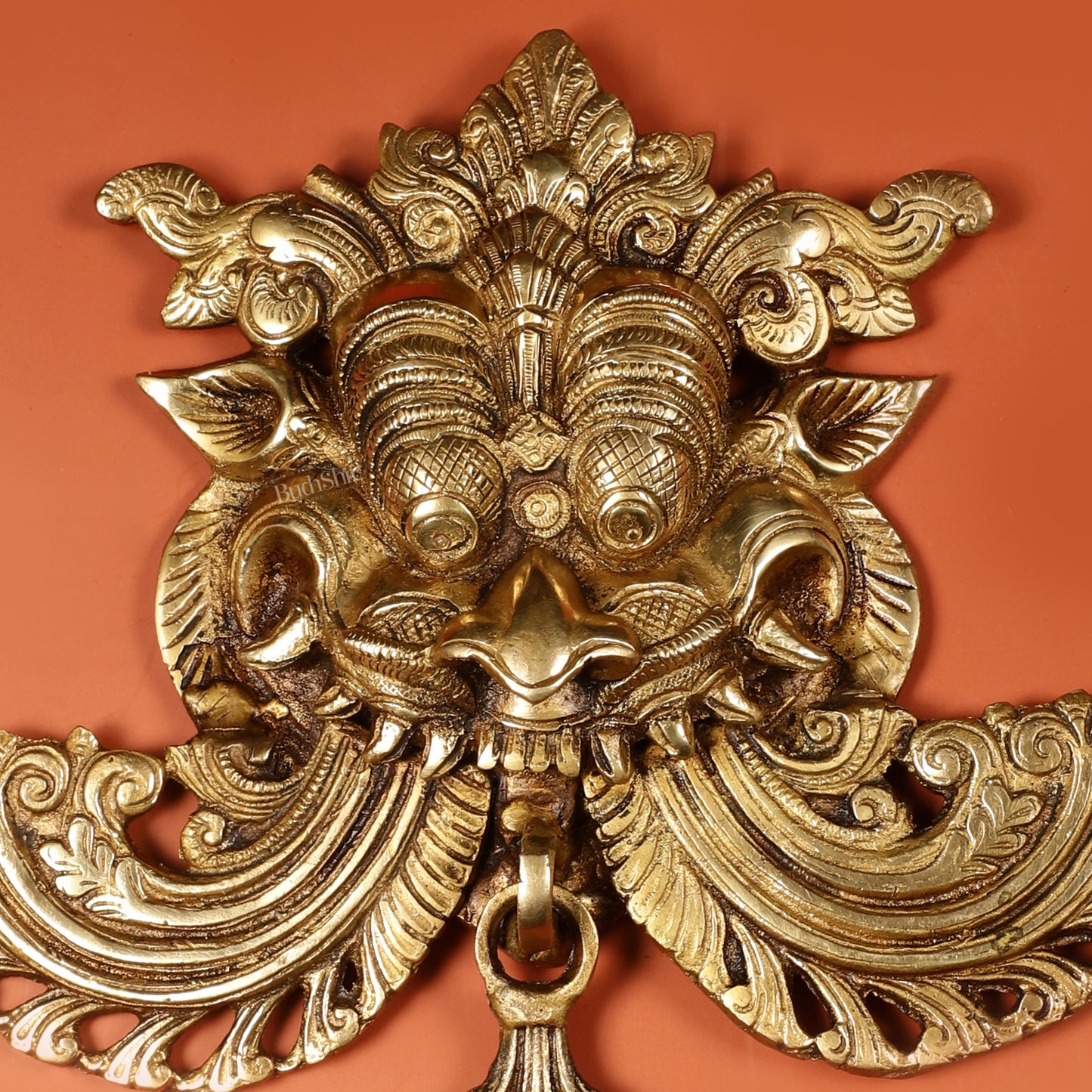 Pure Brass Kirtimukha Yali Wall Hanging - 11" Height