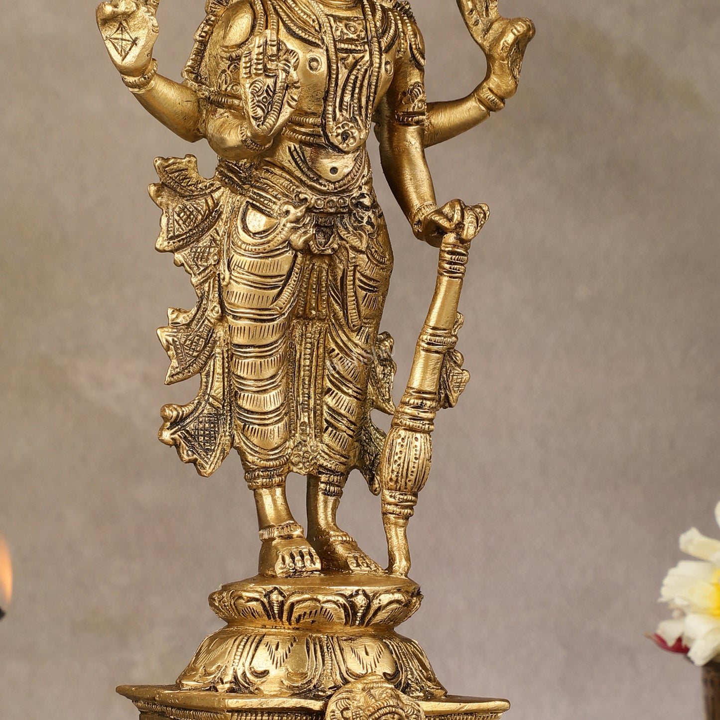 Divine Pure Brass Superfine Lord Vishnu Standing with Garuda Idol 9 inch