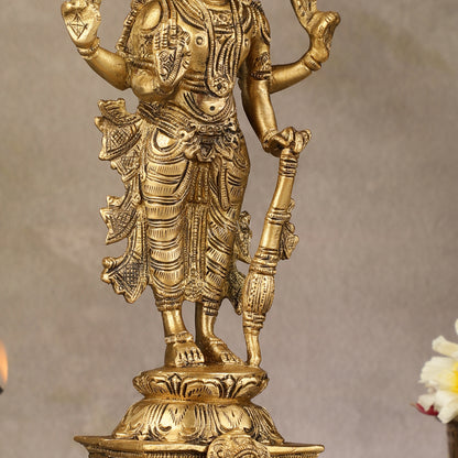 Divine Pure Brass Superfine Lord Vishnu Standing with Garuda Idol 9 inch