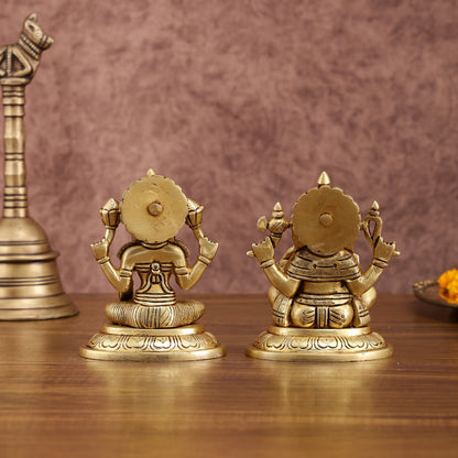 Brass Superfine Ganesh Lakshmi Idols Set | 5-inch