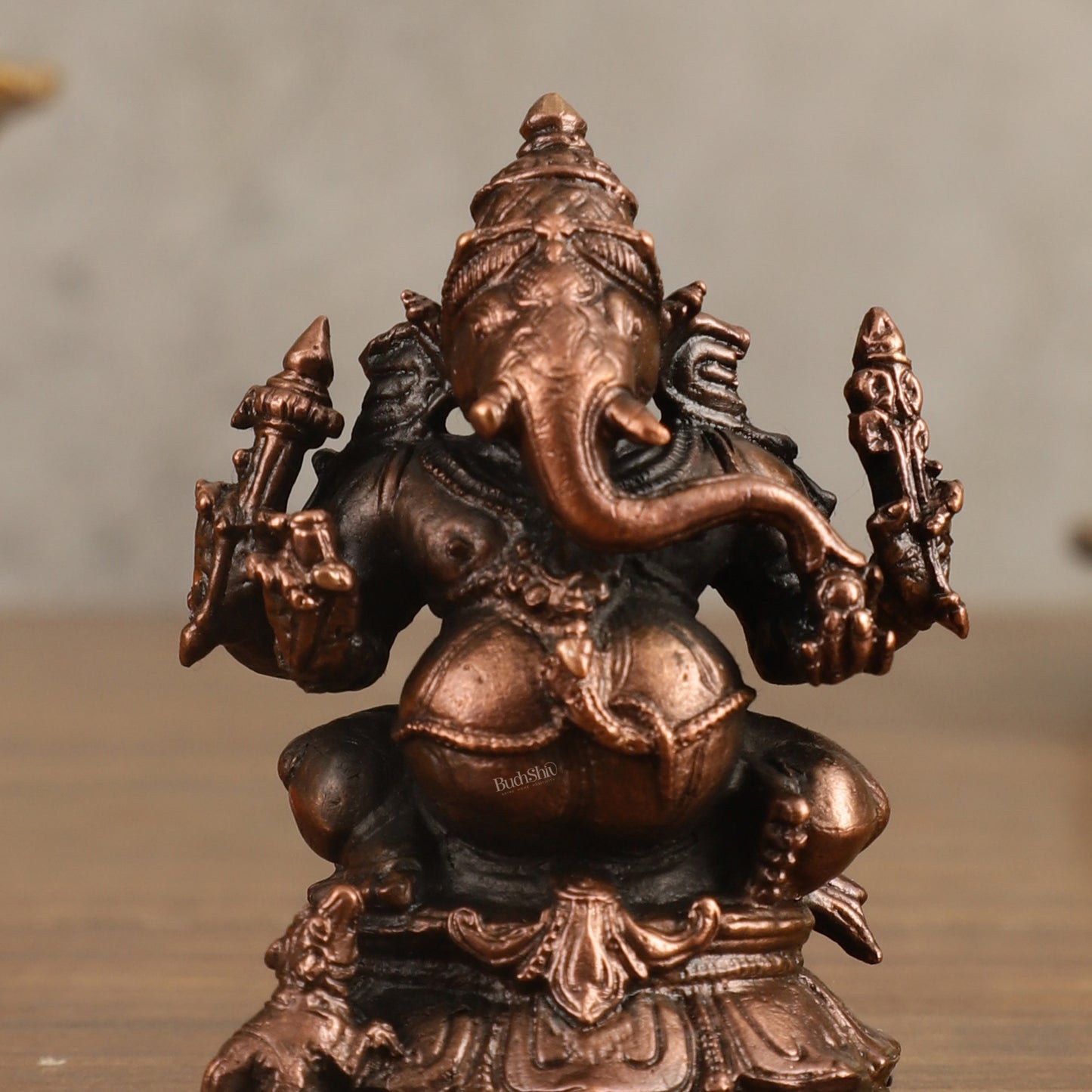 Pure Copper Ganapati Idol - 3 in Height