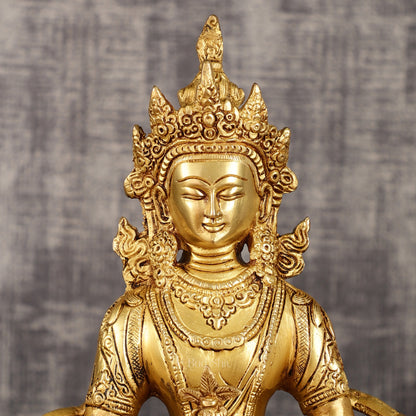 Pure Brass Buddha in Amitabha Mudra | Meditation Buddha | 12 Inch Statue