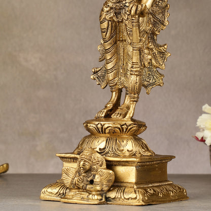 Divine Pure Brass Superfine Lord Vishnu Standing with Garuda Idol 9 inch