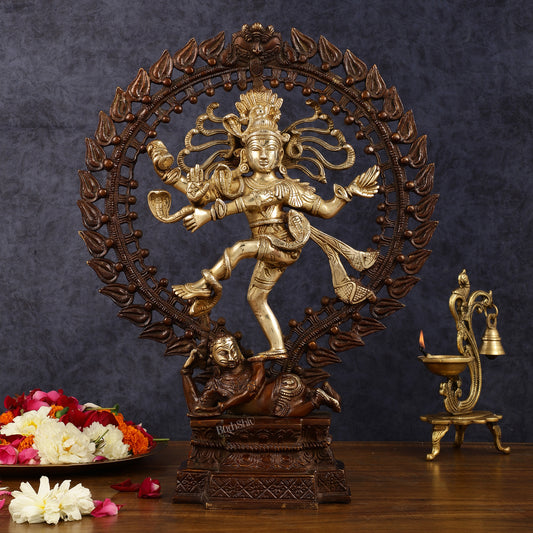 Pure Brass Dancing Shiva as Nataraja Statue - Height 17"