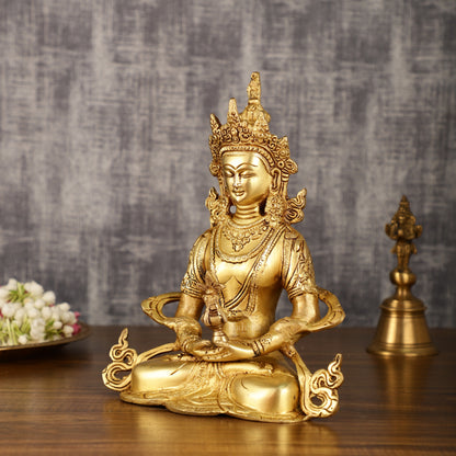 Pure Brass Buddha in Amitabha Mudra | Meditation Buddha | 12 Inch Statue