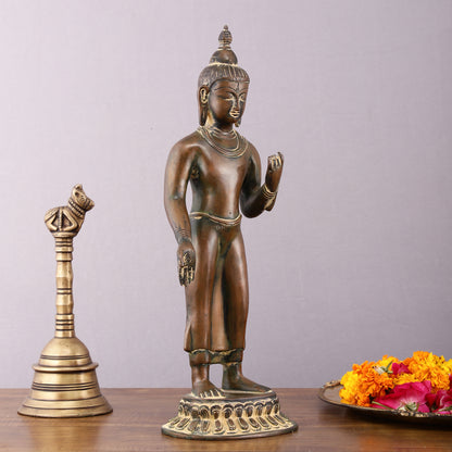 Vintage Brass Standing Buddha Statue – 14.5 inch