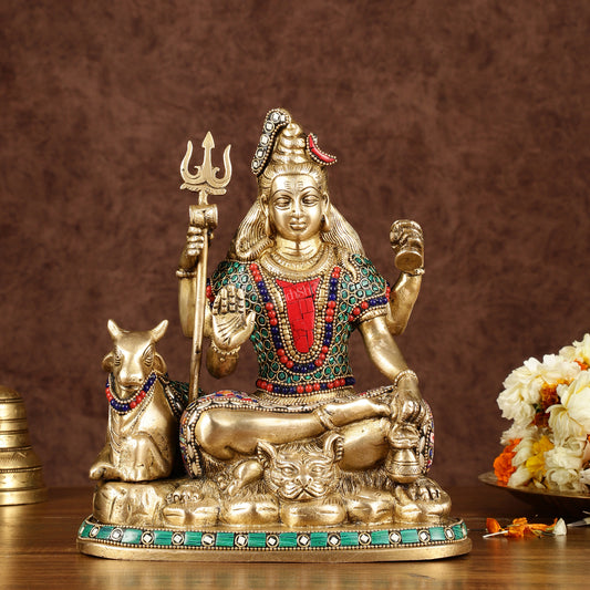 Brass lord Shiva with nandi 9 "