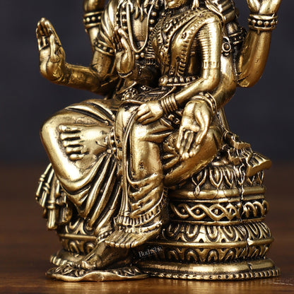 Superfine Brass Narsimha Lakshmi Statue | 4" Tall |