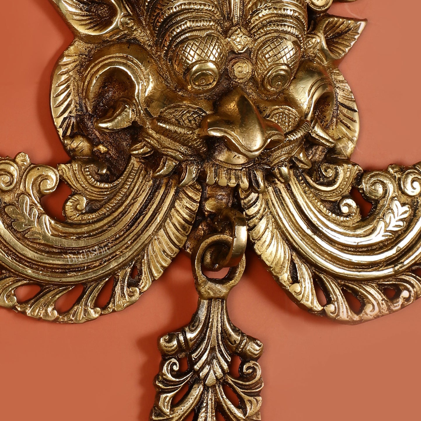 Pure Brass Kirtimukha Yali Wall Hanging - 11" Height