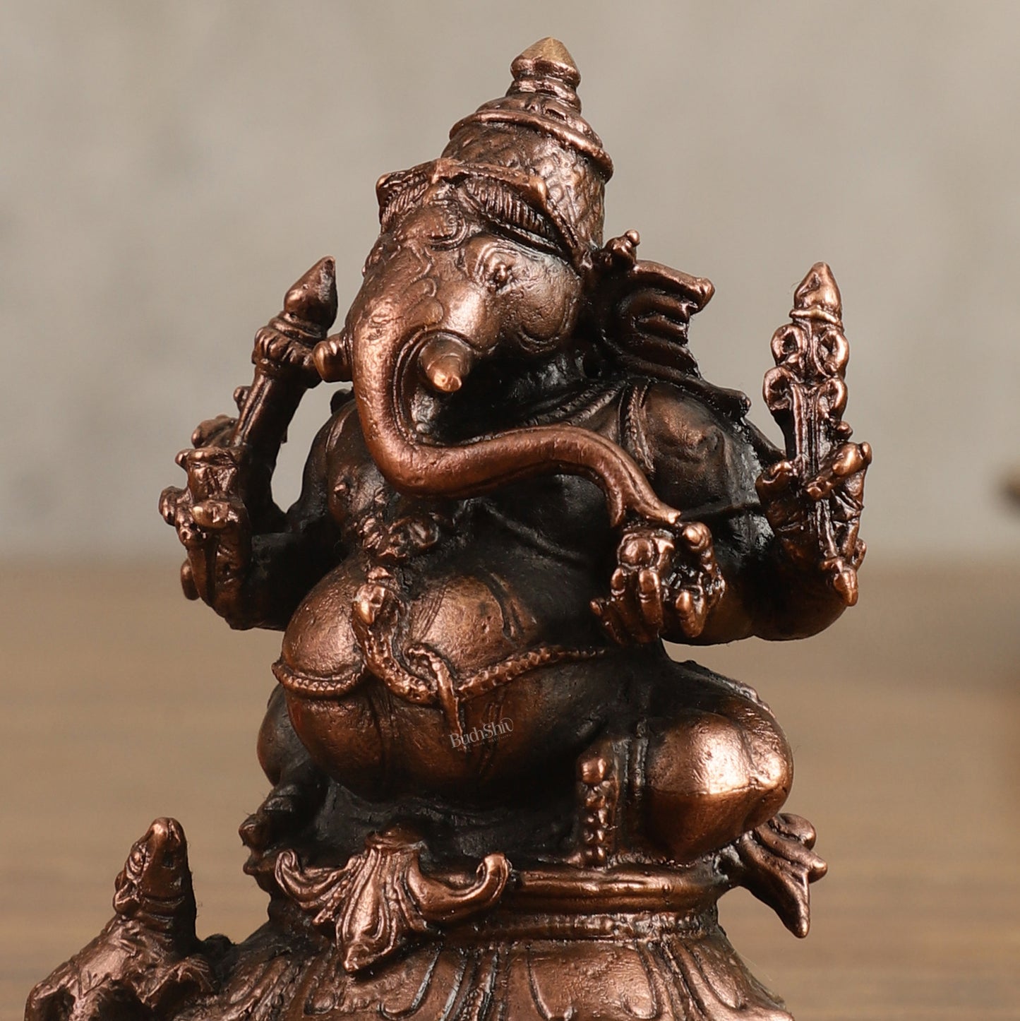 Pure Copper Ganapati Idol - 3 in Height