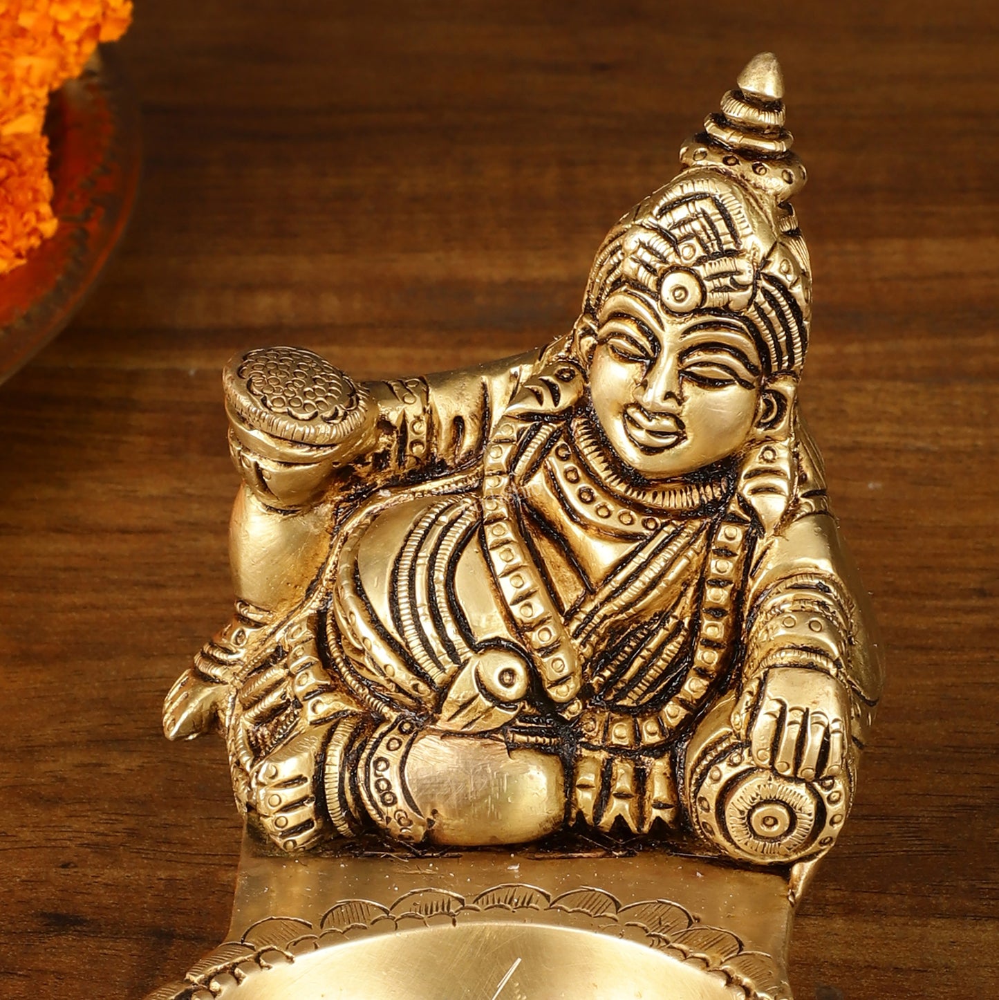 Pure brass superfine kuber Diya oil lamp vilakku 4.5 inch