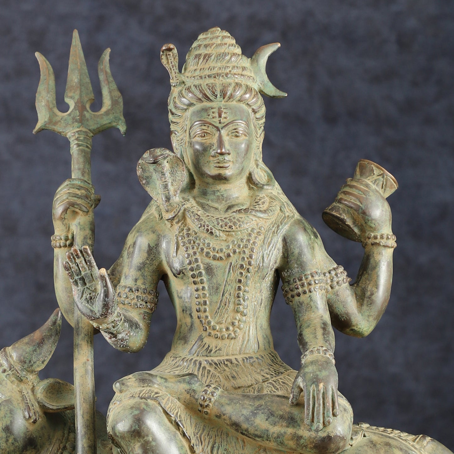 Indonesian Bronze Lord Shiva Seated on Nandi | Lost Wax Sculpture | 16"