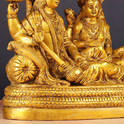 Pure Brass Lakshmi Narayan Resting on Sheshanaag Idol 10"