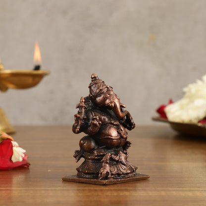 Pure Copper Ganapati Idol - 3 in Height