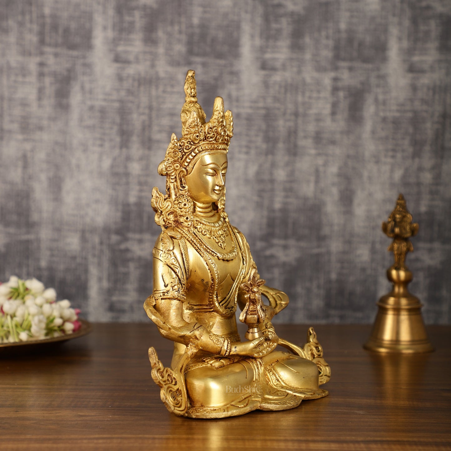 Pure Brass Buddha in Amitabha Mudra | Meditation Buddha | 12 Inch Statue