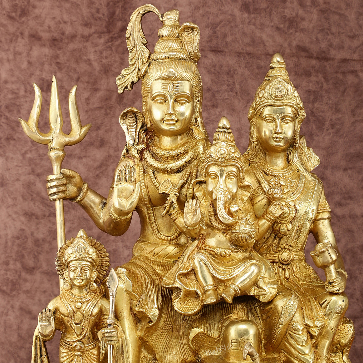 Exquisite Shiv Parivaar Statue - 15" Height, Superfine Brass