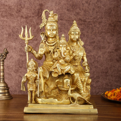 Exquisite Shiv Parivaar Statue - 15" Height, Superfine Brass