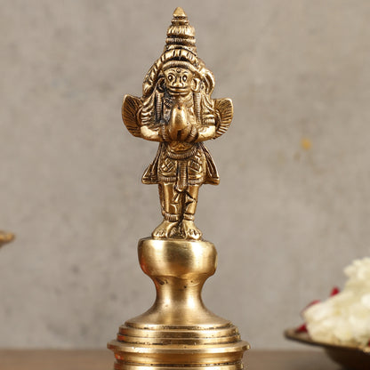 Pure Brass Hanuman and Garuda Handbell - 6.5 in Height