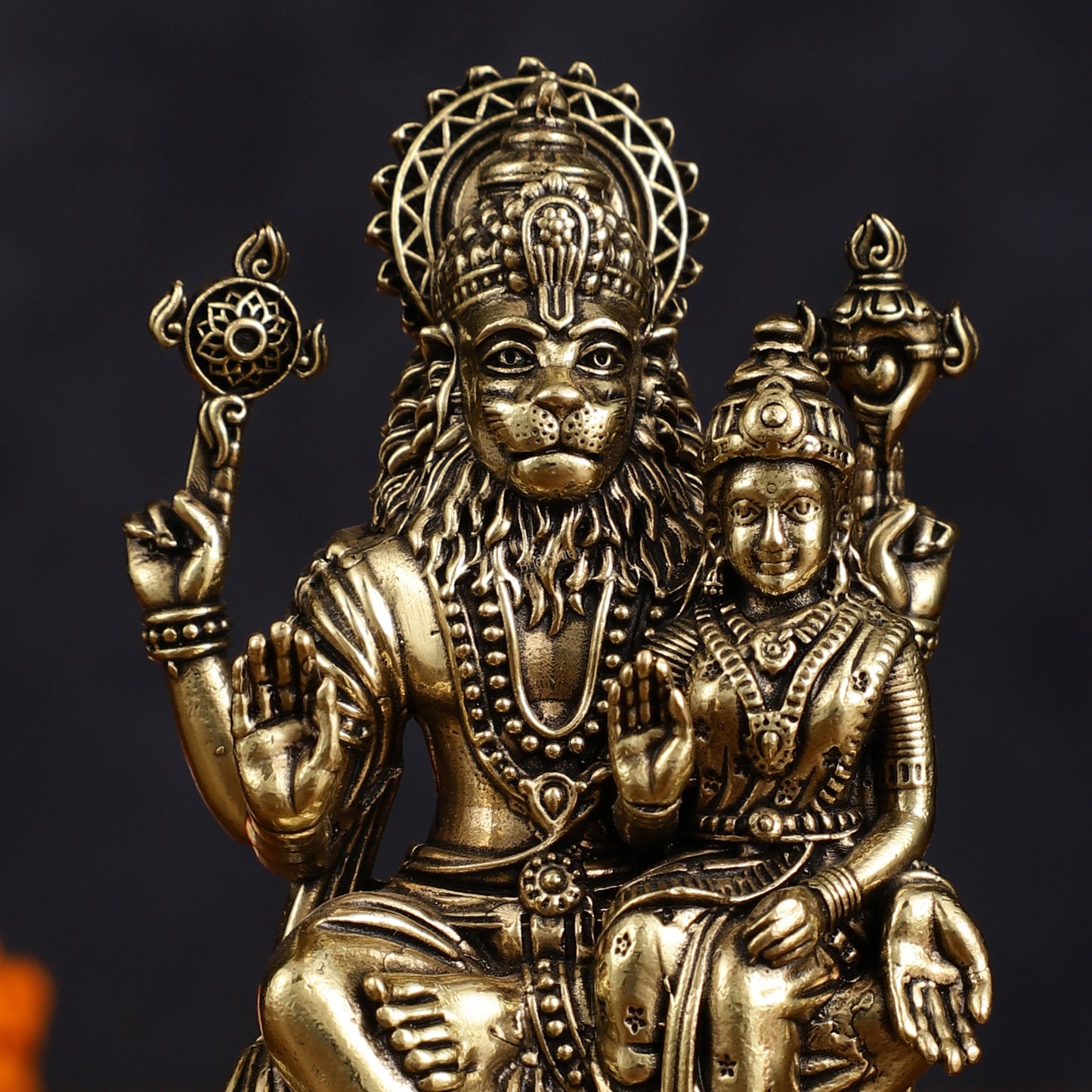 Superfine Brass Narsimha Lakshmi Statue | 4" Tall |