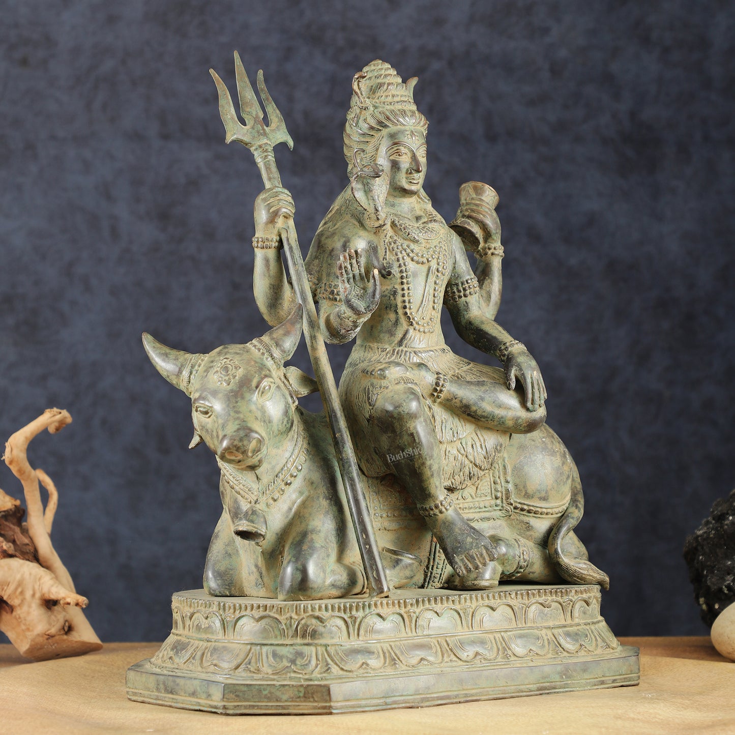 Indonesian Bronze Lord Shiva Seated on Nandi | Lost Wax Sculpture | 16"