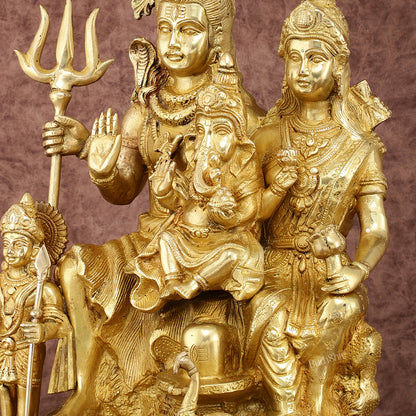 Exquisite Shiv Parivaar Statue - 15" Height, Superfine Brass