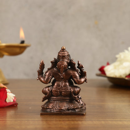 Pure Copper Ganapati Idol - 3 in Height