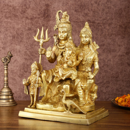 Exquisite Shiv Parivaar Statue - 15" Height, Superfine Brass