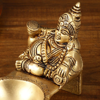 Pure brass superfine kuber Diya oil lamp vilakku 4.5 inch