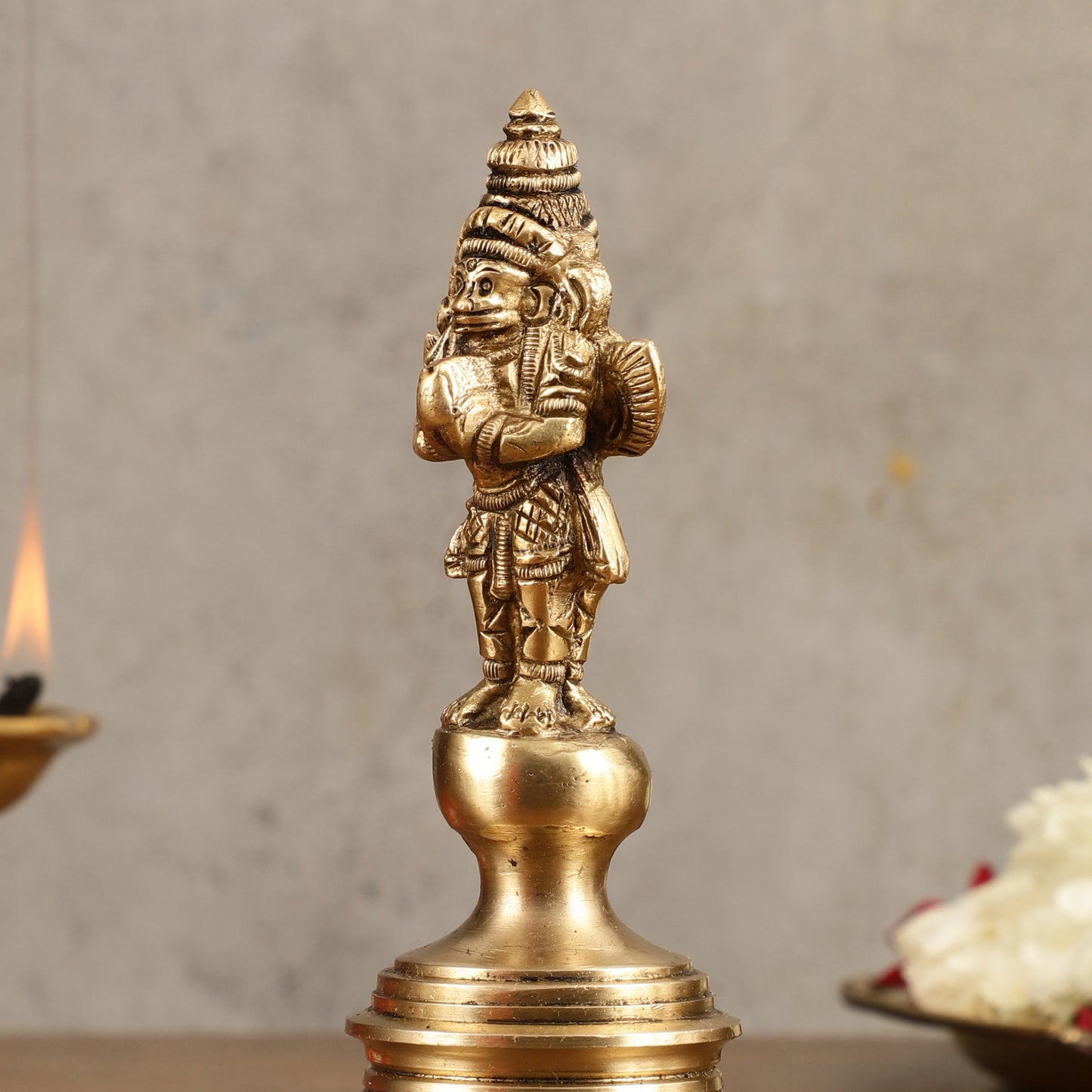 Pure Brass Hanuman and Garuda Handbell - 6.5 in Height