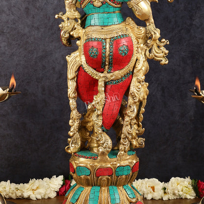 Brass Krishna Idol 30 inch meenakari