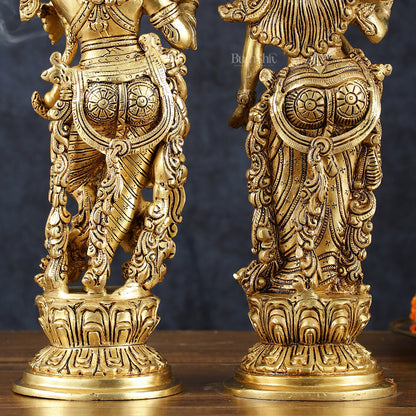 Pure Brass Superfine Radha Krishna Statues – 14" Height, Finely Carved with Sharp Features