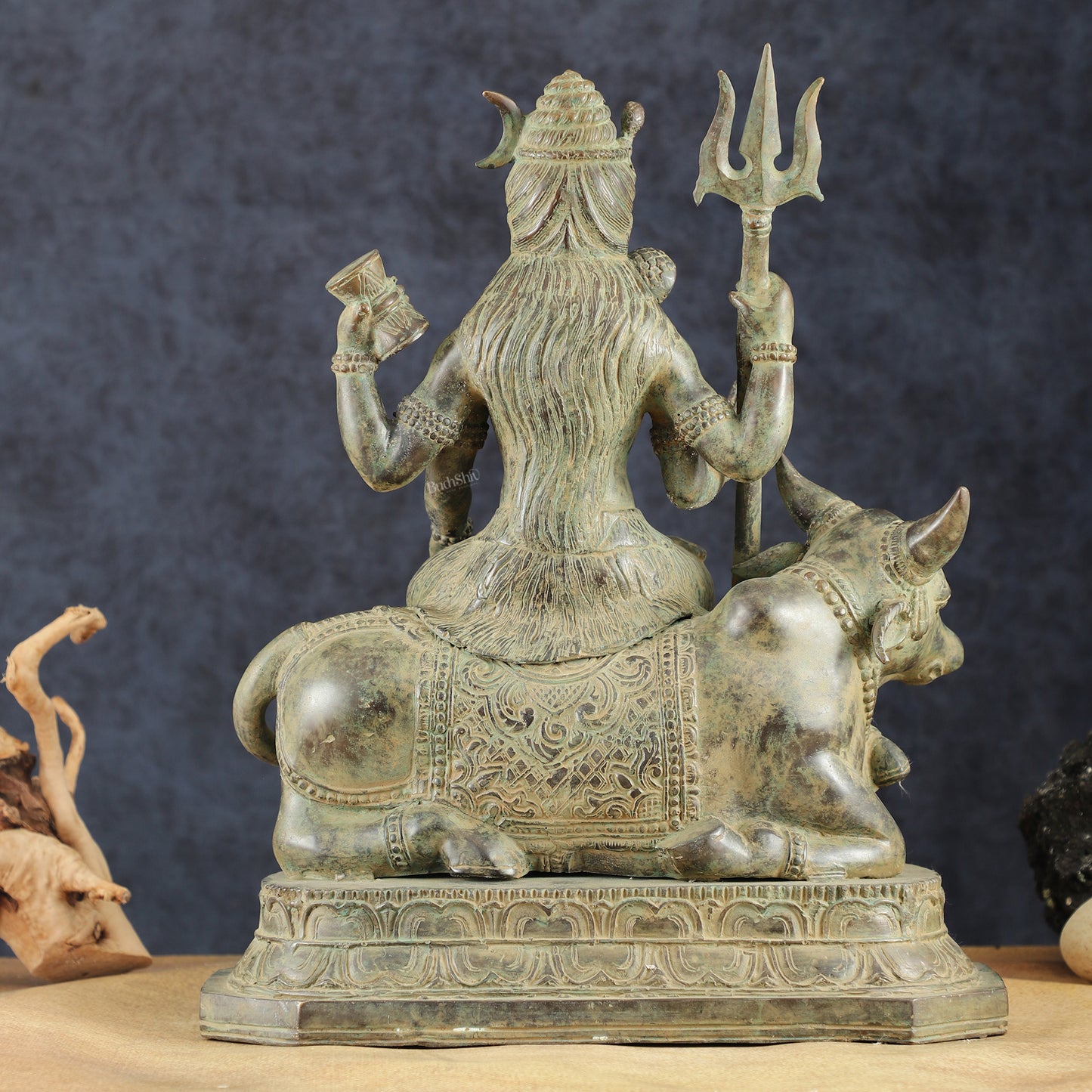 Indonesian Bronze Lord Shiva Seated on Nandi | Lost Wax Sculpture | 16"