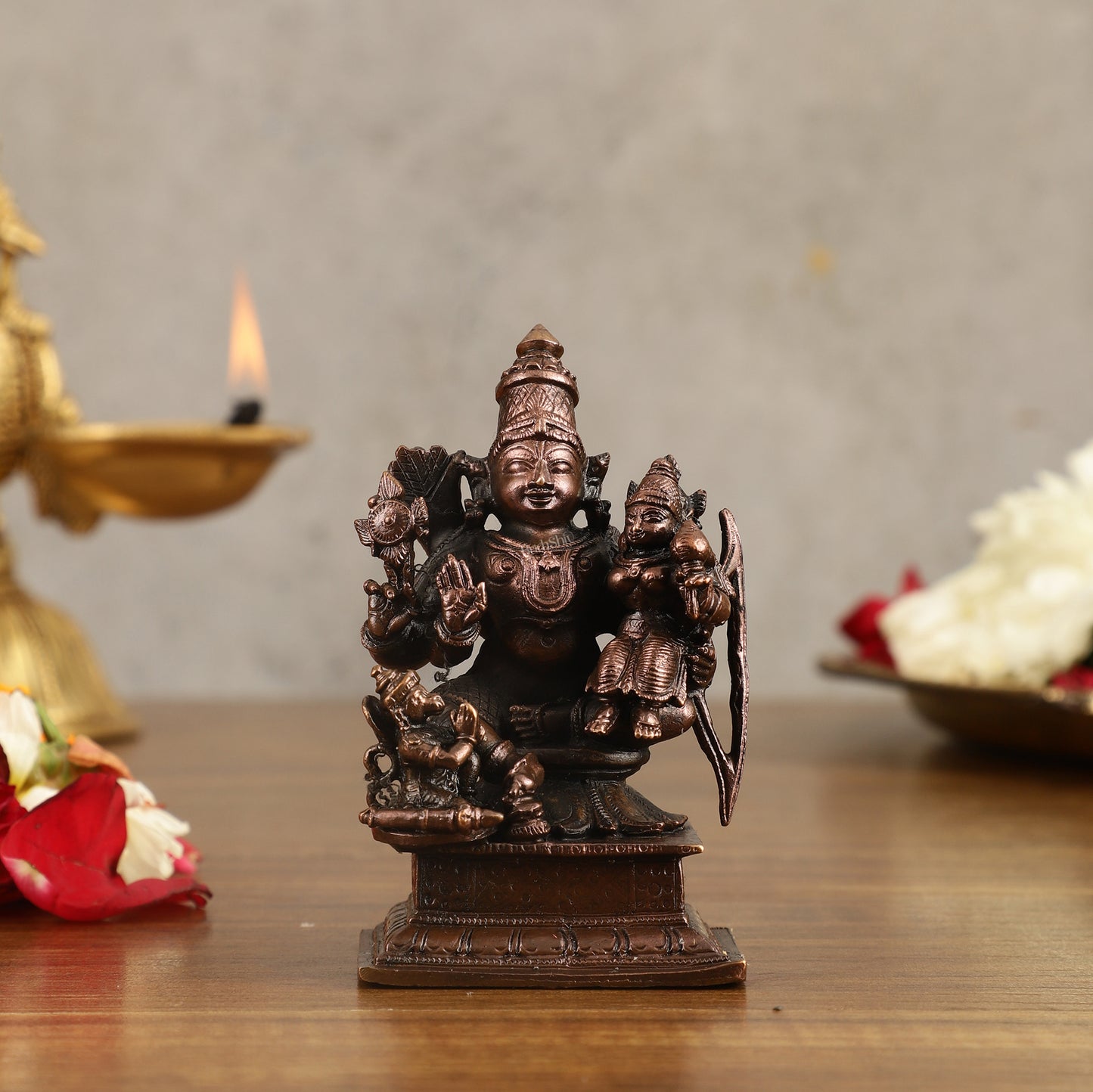 Pure Copper Ramar Sita Hanuman Idol - 3.5 in Height