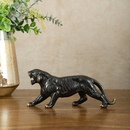 Pure Brass Vintage Black Tiger Table Accent Showpiece – Vastu Feng Shui Approved | 9.5" Wide