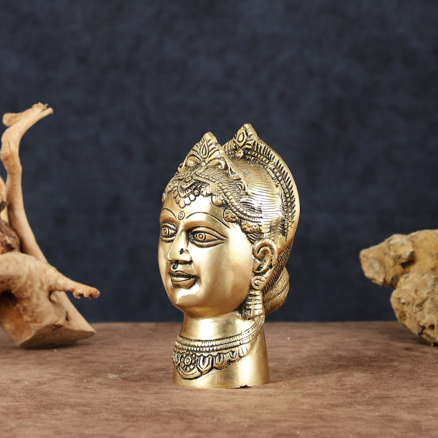 Brass Goddess Parvati Gauri Face Statue | Beautiful Features | 7