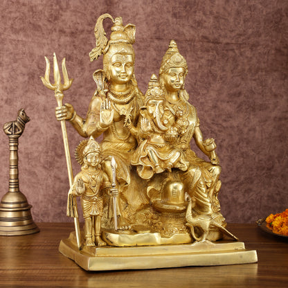 Exquisite Shiv Parivaar Statue - 15" Height, Superfine Brass