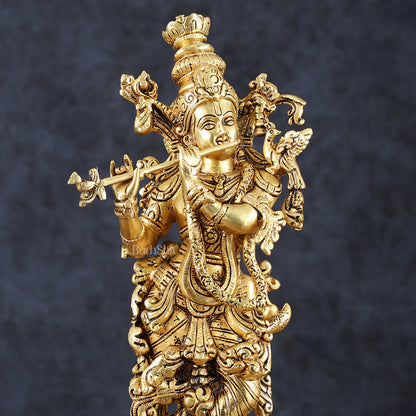 Superfine Brass Lord Krishna Idol Original statue - 14 inch