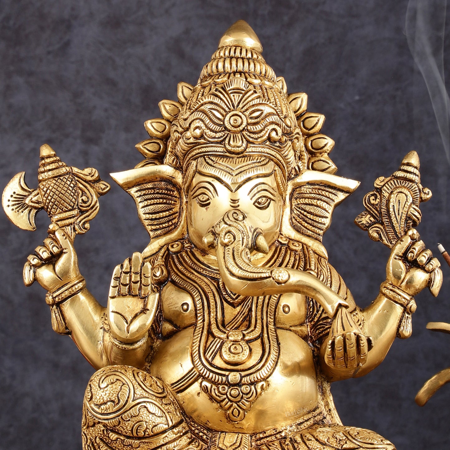 Exquisite 11 Inch Handcrafted Brass Lord Ganesha Murti Idol