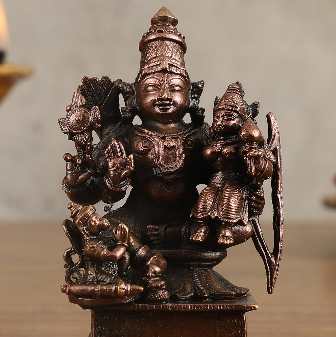 Pure Copper Ramar Sita Hanuman Idol - 3.5 in Height