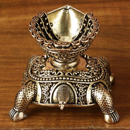 Brass Miniature Tortoise Oil Lamp Diya Pair | 2.5 Inch Height