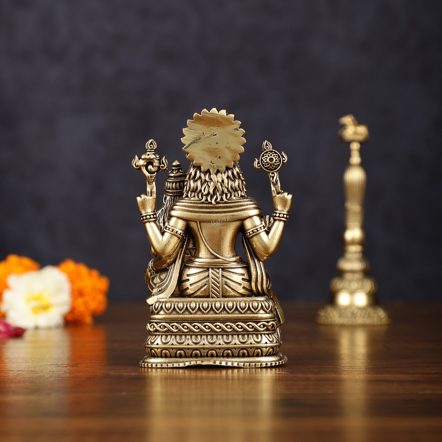 Superfine Brass Narsimha Lakshmi Statue | 4" Tall |