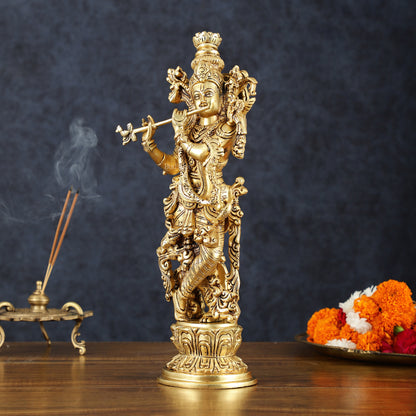 Superfine Brass Lord Krishna Idol Original statue - 14 inch