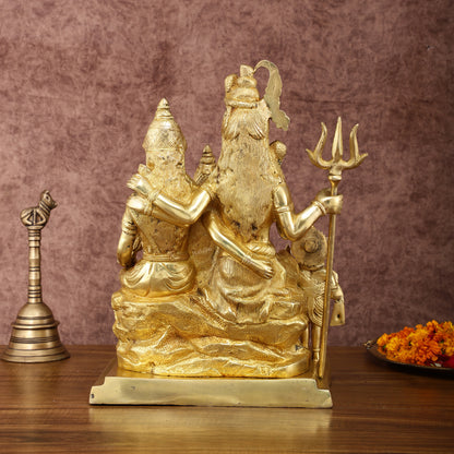 Exquisite Shiv Parivaar Statue - 15" Height, Superfine Brass